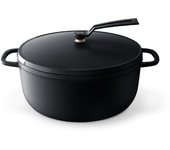 Olla de esmalte fundido Vermicula de 26 cm, color negro premium, edición limitada, para cocinar sin agua, hornear sin agua, libro de recetas especial incluido, olla para horno 2 independiente