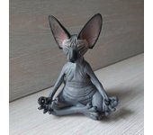 Estatuilla de gato Sphynx de Buda caprichoso, meditación, Yoga, decoración de gato feliz, esculturas artísticas, estatuas de jardín al aire libre A