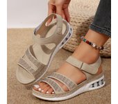 Sandalias de verano para mujer Nueva moda Nuevas sandalias de cuña con plataforma abierta para mujer Zapatos de playa casuales al aire libre Sandalias de mujer con diamantes de agua brillante 40 negro
