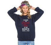 Sweat Femme - COMME UN GRAND VIN JE ME BONIFIE AVEC L'ÂGE WAF XS azul marino