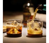 Vasos de whisky de montaña con Base de madera, cristalería japonesa Vintage, posavasos de madera, copa de whisky XO, 2 uds.