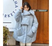 Abrigo de plumón de pato blanco para mujer, moda de invierno, bufanda para mujer, chaquetas de gran tamaño, cuello redondo, parkas gruesas y sueltas, prendas de vestir cálidas M color rosa