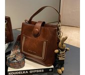 Bolso de mano de cuero de tendencia de moda para mujer, bolso de hombro estilo cubo vintage de gran capacidad y sencillo para mujer, bolsos y carteras
