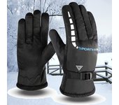 Guantes de invierno para hombre: forro polar grueso, cálidos y resistentes al viento para esquiar, andar en motocicleta y bicicletas eléctricas US Red