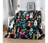 Manta de felpa suave con diseño de cascanueces y árbol de Navidad, manta de franela para sala de estar, dormitorio, cama, sofá, picnic para niños 75x100cm (30x40inch)