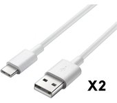 Cable USB-C pour Xiaomi Mi NOTE 10 - Mi NOTE 10 LITE - Cable chargeur Type USB-C Blanc 1 Mètre [LOT 2] Phonillico®