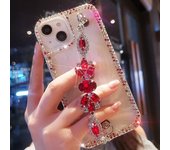 Funda con correa de pulsera de metal y cristal de Bling Diamond para iPhone 14 11 12 13 Pro Max / Samsung S23 S22 S21 Ultra S20 A13 A33 A53 A22 A32 A52 / Redmi 9 9A 9C 9T P smart plus 2019 verde