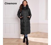 Cinemore Chaqueta de mujer Invierno 2024 Parkas largas cálidas Ropa de abrigo con capucha Ropa femenina Chaqueta de plumas de moda Abrigo de mujer Unisex 1068 S azul