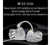 KZ DQ6 Auriculares intrauditivos con cable de 3,5 mm Auriculares dinámicos de música HiFi 3DD Auriculares deportivos 2 pines desmontables No Mic plata