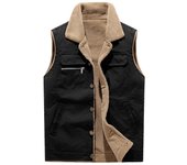 Chaleco Chaqueta Hombres Cuello vuelto Piel Forrada Cálido Otoño Invierno Chalecos Abrigos Casual Streetwear Chaquetas sin mangas L negro