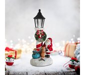Bolsa de regalo de Papá Noel, corona, estatua de gato, adorno navideño brillante con luz de escritorio, Navidad