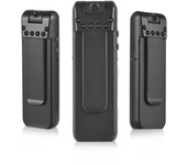 Cámara corporal de 1080P con grabación de audio y video, videocámara portátil con clip negro