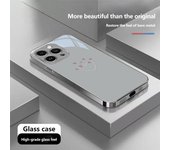 Funda de teléfono N171 con diseño de corazón y hojas para iPhone 16, 15 Pro Max, Samsung S24, S23 Ultra, A54, A35, Xiaomi Redmi Note 13 Pro, marco chapado, cubierta de vidrio templado OPPO A60