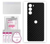 apgo Protective Skin Sticker for the back compatible with Motorola Edge+ 2022, Wrap Film, Foil, Vinyl - Pattern Carbon Black