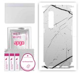 apgo Protective Skin Sticker for the back+sides compatible with Oppo Find X2 Pro, Full Wrap Film, Foil, Vinyl - Pattern White Marble