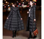 Nuevo Abrigo de invierno para mujer, ropa de plumón, Chaqueta larga gruesa M negro