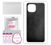 apgo Protective Skin Sticker for the back compatible with Xiaomi Mi 11 Lite 5G, Wrap Film, Foil, Vinyl - Pattern Black Leather