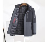 Chaqueta De Algodón De Plumón Chaqueta De Algodón De Longitud Media Para Hombre De Tamaño Suelto Estilo De Hombre A Prueba De Frío De Invierno Engrosado XL gris negro
