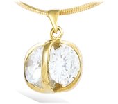 Les Trésors De Lily [G9350] - Colgante chapado en oro 'Diosa' Blanco dorado - 10x13 mm blanco