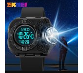Reloj creativo con esfera cuadrada y linterna para exteriores para hombre, moderno y juvenil, resistente al agua, reloj electrónico sencillo verde/blanco