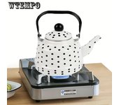 1 tetera de té esmaltada, tetera de acero inoxidable, tetera para cocina, tetera, cafetera, tetera esmaltada encantadora para té de hojas sueltas 1.1L blanco