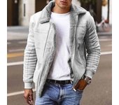 Chaqueta térmica de invierno Chaqueta de piel sintética de terciopelo Abrigo para hombre M negro