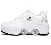 Deform Wheel-zapatillas de deporte de doble fila, 4 ruedas, patines transpirables, zapatos para caminar, polea Invisible, rodillo de deformación 36