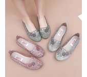Zapatos de mujer informales cómodos de verano, zapatos planos calados transpirables con suela suave a la moda para mujer 41 verde