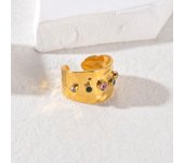 Anillos de acero inoxidable para mujer, anillo colorido chapado en oro, anillo de boda, joyería, accesorios Vintage, envío gratis resizable&Gold-color