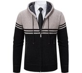 Chaqueta tipo cárdigan para hombre, nueva chaqueta de punto cálida de terciopelo estilo coreano para otoño e invierno, chaqueta informal con capucha para hombre M