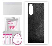 apgo Protective Skin Sticker for the back compatible with Sony Xperia 5 II, Wrap Film, Foil, Vinyl - Pattern Black Leather