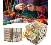 Cuenco de hilo de madera multifunción para tejer, caja de almacenamiento de bolas de hilo de ganchillo, herramientas de ganchillo de escritorio, accesorios, organizador, regalo de ganchillo A