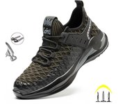Botas con punta de acero talla 50 para hombre, zapatos de trabajo de seguridad indestructibles, zapatillas ligeras con punta de acero, calzado masculino a prueba de pinchazos 40 negro