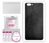 apgo Protective Skin Sticker for the back compatible with Cubot Rainbow 2, Wrap Film, Foil, Vinyl - Pattern Black Leather