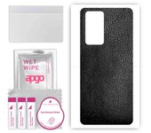 Adhesivo protector trasero apgo compatible con Oppo Reno 6 Pro 5G, lámina de vinilo - Patrón de cuero negro