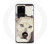 Coque pour Samsung Galaxy S20 Ultra Chien de Pitbull Blanc
