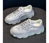 Zapatillas de deporte con plataforma para Mujer, Zapatos deportivos informales con cordones y lentejuelas de diamantes de imitación de otoño, Zapatos transpirables para Mujer 38