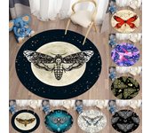 Alfombras de polilla de la muerte para sala de estar, alfombra redonda con calavera gótica, alfombra para suelo, alfombra con mariposa, luna y estrella, alfombra de poliéster 60cm