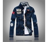 Chaqueta de hombre Hip Hop Bomber militar Jeans chaqueta para hombre ropa de calle abrigo primavera Casual Top hombres M azul