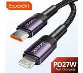 Cable Lightning USB C de Toocki para iPhone 14 13 12 11 Pro Max XS XR iPad PD 27W/20W Cable de datos de carga rápida tipo C a Lightning A-L 0.5M negro