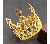 Corona de aleación para decoración de tartas, tiara redonda, accesorios para el cabello de novia, adornos para niños, tiara de diamantes de imitación de plata y oro