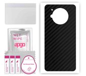 apgo Protective Skin Sticker for the back compatible with Sharp Aquos R7, Wrap Film, Foil, Vinyl - Pattern Carbon Black