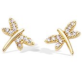Les Trésors De Lily [N6912] - Pendientes chapados en oro 'Libélulas' oro blanco - 12x8 mm oro