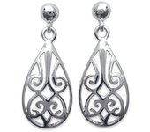 Les Trésors De Lily [E5745] - Boucles Argent 'Gouttes Sculptées' argenté - 20x10 mm plata