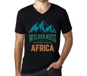 Camiseta vintage para hombre con gráfico y cuello en V Wilderness Africa Deep Black XS negro