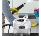 Limpiador a vapor para el hogar, cocina, campana extractora, limpieza de automóviles, calentamiento rápido, lavadora a vapor de alta temperatura European plug blanco