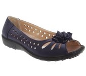Zapatos informales de flores con puntera abierta perforada para mujer/señora Boulevard 3 UK beige