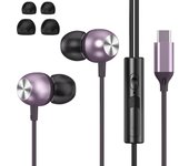 Auriculares Tipo C con Cable Nuevos Compatibles con iPhone 15 Auriculares USB Tipo C con Micrófono Calidad de Sonido HIFI Auriculares Micrófono Alta Resolución púrpura
