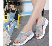 Sandalias de verano para mujer, zapatos transpirables con plataforma, cómodos zapatos para caminar y ir de compras 42 blanco