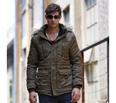 Chaqueta informal de hombre de talla mediana y larga acolchada de algodón con forro polar y chaqueta térmica engrosada L